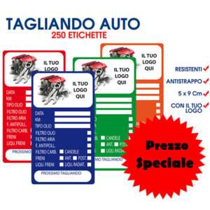 Adesivi tagliando auto personalizzati autofficine cambio olio etichette adesive