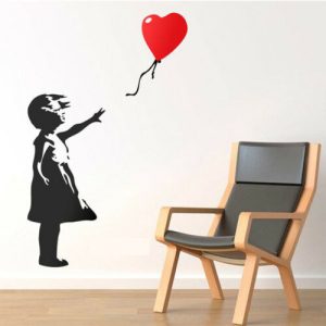 Adesivo Murale, Ragazza con il Palloncino vinile stickers pareti A51
