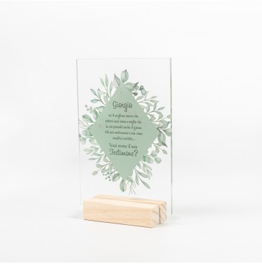 Proposta Per Testimone In Plexiglass Con Rombo E Fiori Verdi- Vuoi Essere  La Mia/ Il Mio Testimone? - Orizzonte CM Print