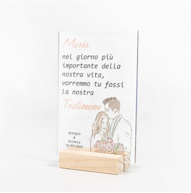 Proposta Per Testimone In Plexiglass Disegno Sposi – Vuoi Essere La Mia/ Il  Mio Testimone? - Orizzonte CM Print