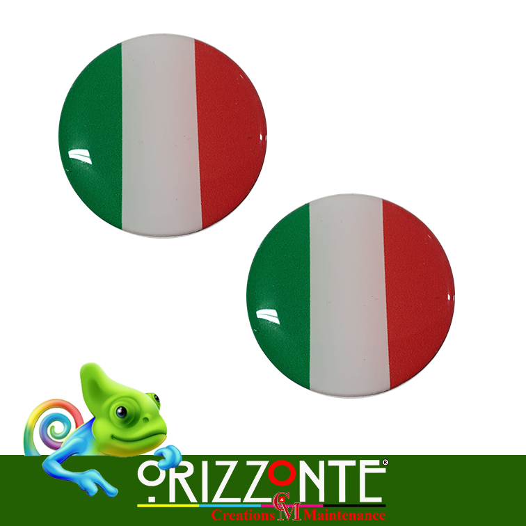 Adesivo circolare resinato effetto 3D Tricolore Italia Italy Stickers 2  pezzi - Orizzonte CM Print