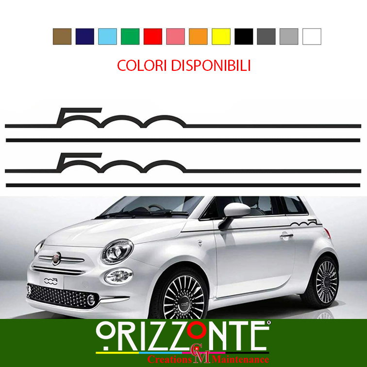 Fasce laterali Fiat 500 e 500 Abarth Adesivi per auto stickers decalcomanie  A13 - Orizzonte CM Print