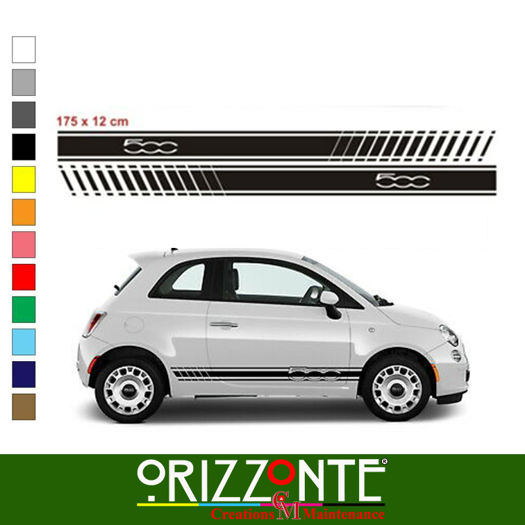 Fasce adesive Fiat 500 laterali fiancate adesivi sticker tuning sport  stripe A12 - Orizzonte CM Print