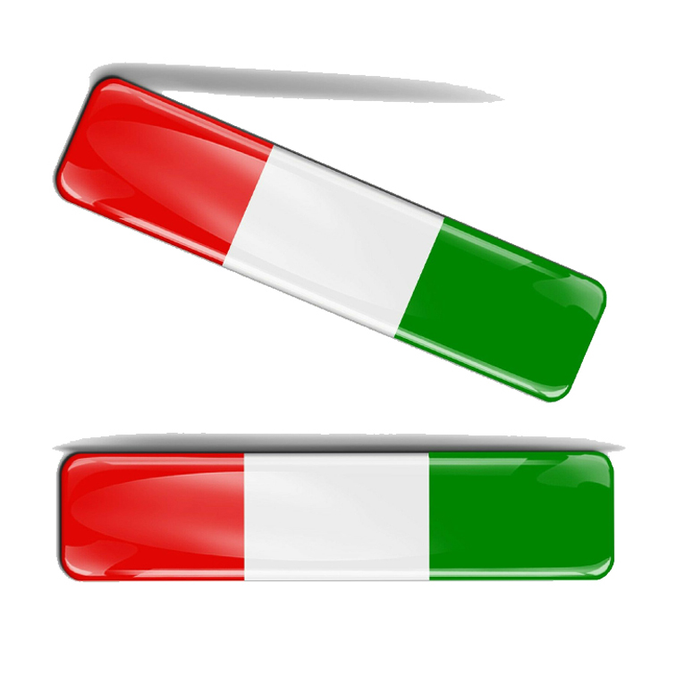 2 Adesivi Resinati Sticker 3D ITALIA 43 mm 