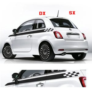Fasce adesivo vinile fiancate dx e sx tema scacchi Fiat 500 sport tunig