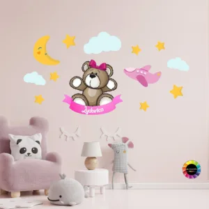 Adesivo decorazioni muri Sticker da parete tema Orsetto addobbi parete cartoni