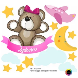 Adesivo decorazioni muri Sticker da parete tema Orsetto addobbi parete cartoni - immagine 2