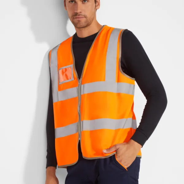 Gilet alta visibilità con zip centrale personalizzato con il tuo logo