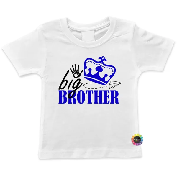 T-Shirt manica corta bimbo Big Brother personalizzata mezza manica cotone bianco