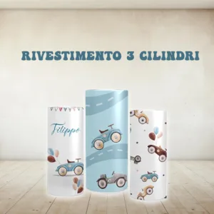 Rivestimento per cilindri in polistirolo tema automobili acquerello con nome