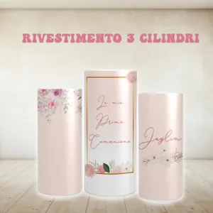 Rivestimento in carta per cilindri 3 stampe tema comunione femminuccia eventi