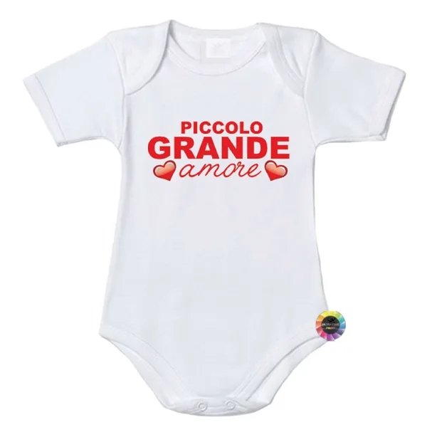 Body cotone bimbo bimba personalizzato Piccolo grande amore mezza manica