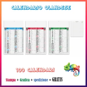Calendari Olandesi 100 pz personalizzati grafica stampa e spedizione inclusi