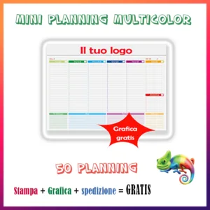 Mini planning multicolor 50 pz stampa grafica e spedizione gratis