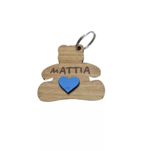 Portachiavi in legno forma orsacchiotto personalizzabile  stampato - immagine 3