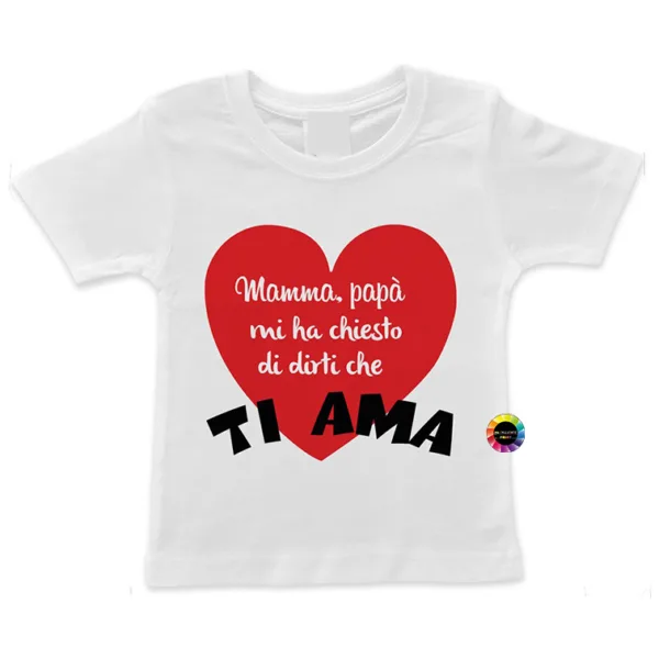 T-Shirt bimbo bimba personalizzata Mamma papà mi ha chiesto di dirti