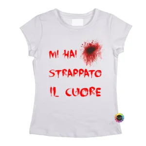 T-Shirt unisex mezza manica stampa personalizzata mi hai strappato il cuore