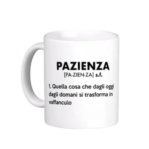 Tazza mug in ceramica bianca personalizzata pazienza idea regalo