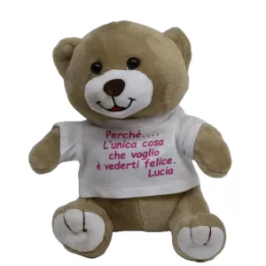 Peluche forma orsacchiotto con t-shirt personalizzata con frase o immagine