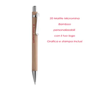 Micromina matita Bamboo personalizzabile con logo grafica e stampa inclusi