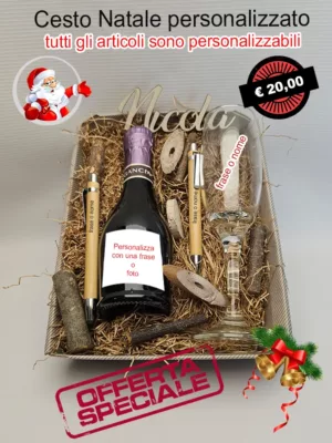 Cesto natalizio idea regalo personalizzabile con dedica frase e nome