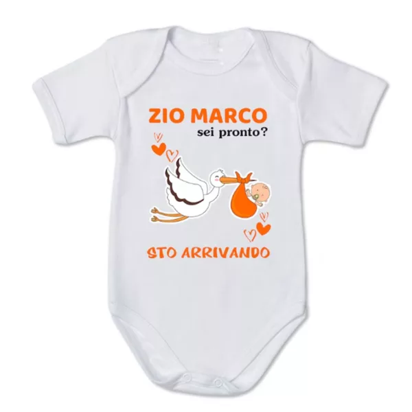 Body in cotone mezza manica bimba bimbo personalizzato idea regalo annuncio zio