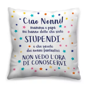 Federa cuscino quadrato personalizzato con frase futuri nonni idea regalo