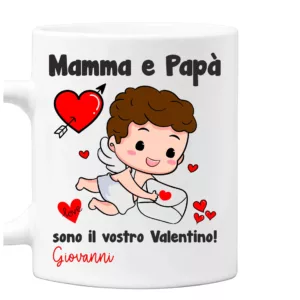 Tazza in ceramica personalizzata mamma e papà sono io il vostro valentino