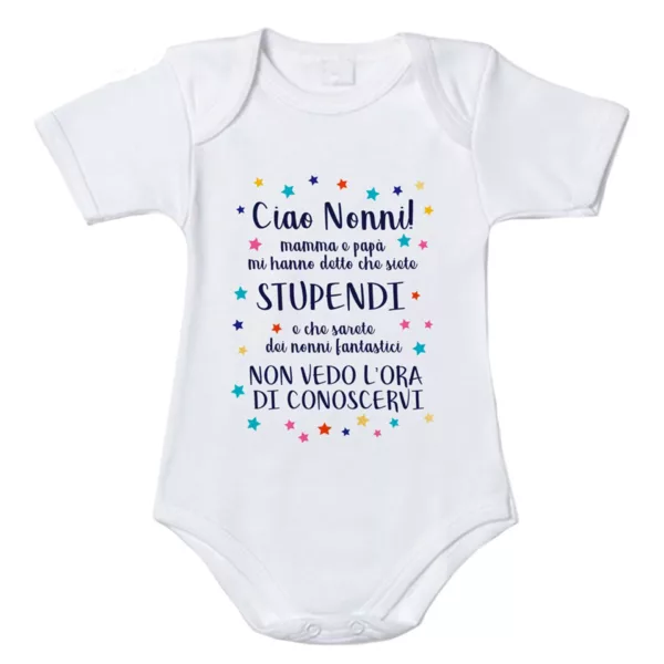 Body per bimbo bimba personalizzato con frase dedicata ai futuri nonni