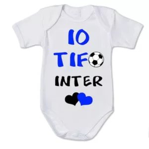 Body personalizzato a mezza manica io tifo inter per bimba e bimbo