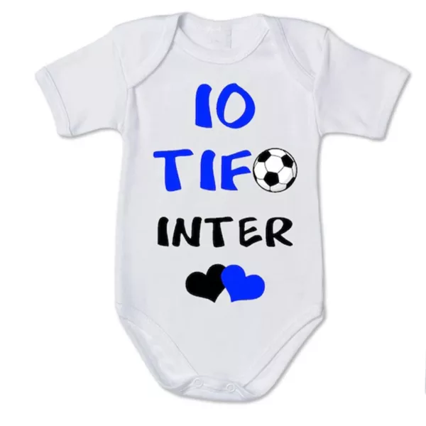 Body personalizzato a mezza manica io tifo inter per bimba e bimbo