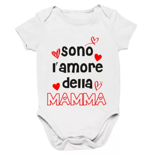 Body manica corta in cotone per bimbo bimba personalizzato sono l'amore della mamma