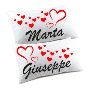 Federe per cuscini personalizzate con nomi e cuori idea regalo san valentino