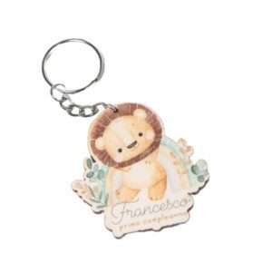 Portachiavi segnaposto personalizzato primo compleanno leoncino con nome