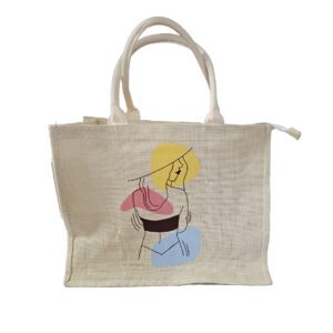 Borsa in iuta bianca con manici larghi e foulard abbinati idea regalo - immagine 2