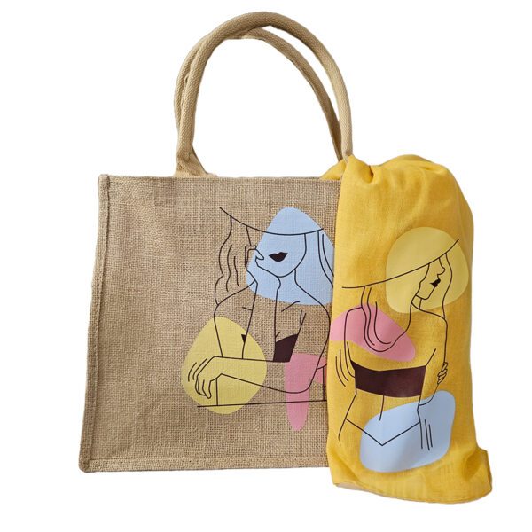 Borsa in iuta con manici larghi e foulard abbinati idea regalo