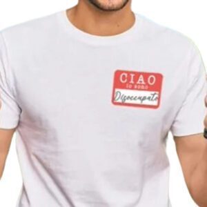 T-shirt mezza manica in cotone donna uomo personalizzata ciao io sono disoccupato