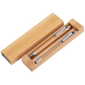 Penna in bamboo con gommino touch e micromina set idea regalo