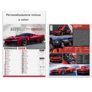 Calendari con immagini auto sportive personalizzati con grafica e stampa inclusa