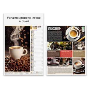 Calendari con immagini di caffè e dolci momenti personalizzati con grafica e stampa inclusa