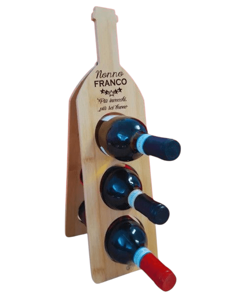 Porta bottiglie in legno personalizzabile con dedica idea regalo