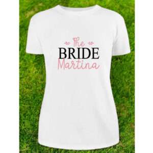 T-shirt mezza manica in cotone the bride personalizzata con nome idea regalo per sposa - immagine 4