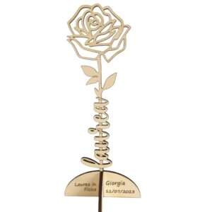 Rosa stilizzata in legno personalizzabile con nome e frase idea regalo maestra - immagine 6