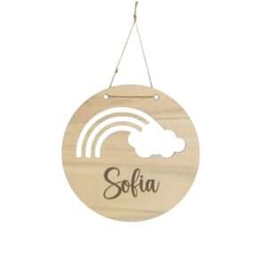 Targa in legno con immagine arcobaleno personalizzabile con nome idea regalo - immagine 3