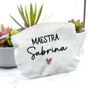 Pochette in cotone personalizzabile con nome o frase idea regalo - immagine 3