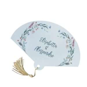 Ventaglio in cartoncino tema floreale personalizzabile per il tuo evento - immagine 2