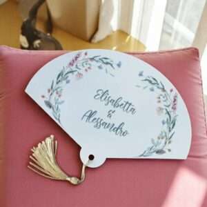 Ventaglio in cartoncino tema floreale personalizzabile per il tuo evento - immagine 3