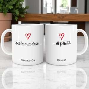 Tazze personalizzate coppia sei la mia dose di felicità idea regalo san valentino o anniversario - immagine 3