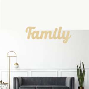 Scritta family in legno arredo da parete decorazione per casa - immagine 2