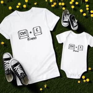 T-Shirt e body coppia padre figlio copia e incolla idea regalo divertente - immagine 2